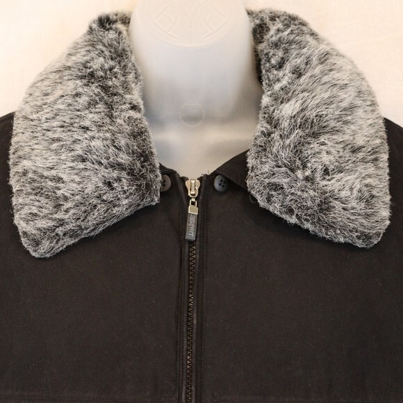 Esprit Black Down Filled Coat Warm Winter Coat Faux Fur Collar Removable Collar - Picture 10 of 12